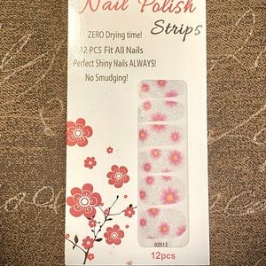 NAIL POLISH STRIPS - Pink & White Daisy Sparkle
